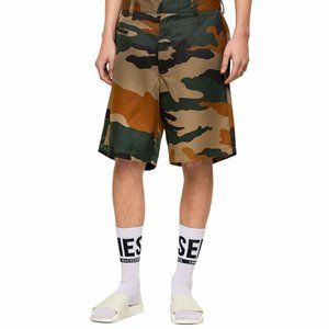 Diesel Shorts Mens Camo Green Lightweight P-Berti Casual Shorts